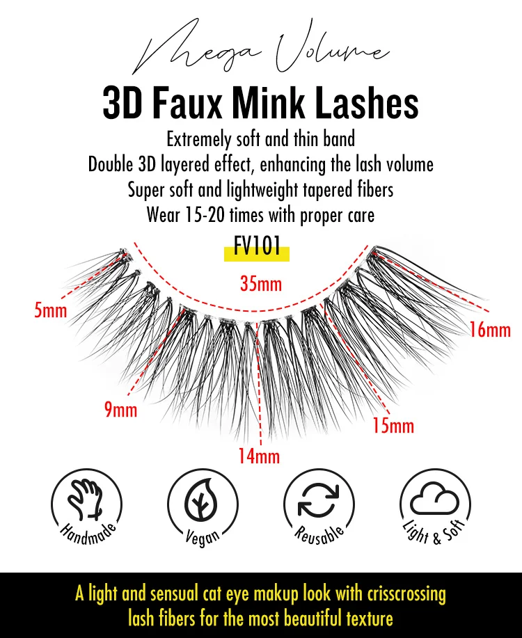 OEM Natural Full Strip Lashes Premium Vegan Faux Mink Eye Lashes Fluffy False Clear Band Eyelashes Faux Cils Humain En Gros