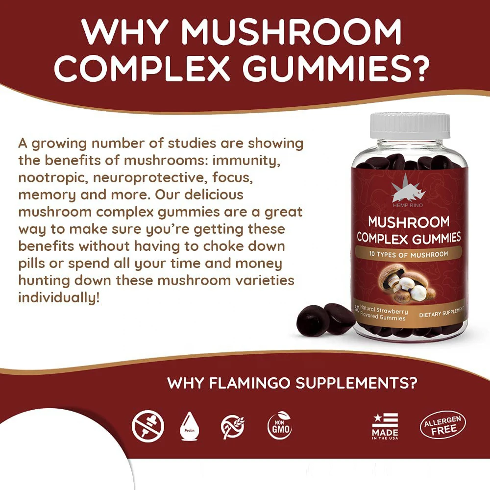 Mushroom Complex Gummies Vegan Nootropic Mushroom Supplement For Support Immune Brain System Healthcare Supplement