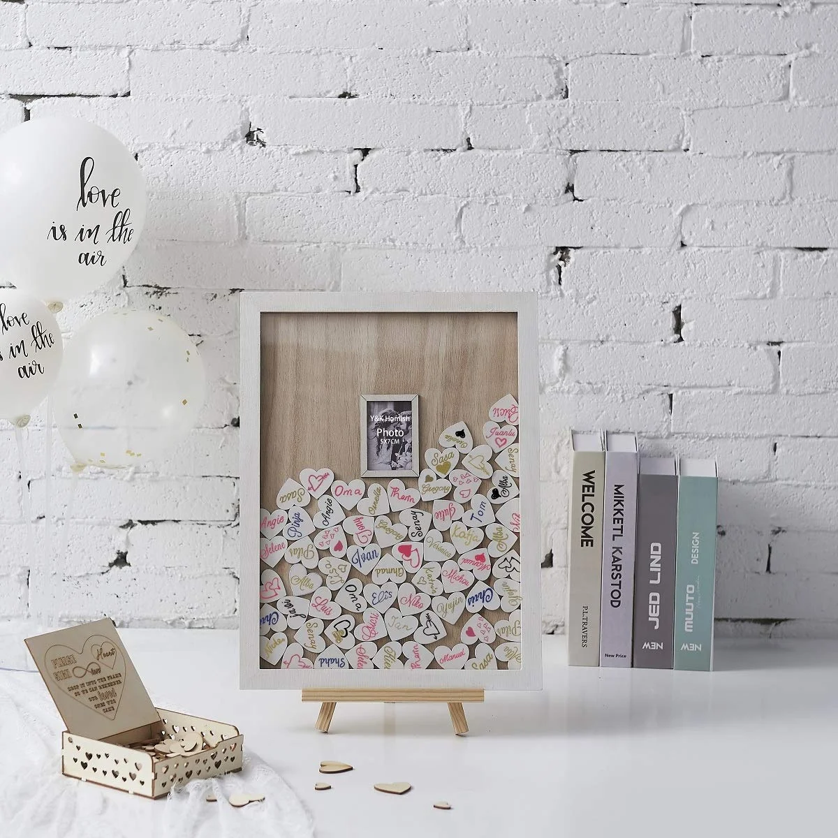 
Wooden Alternative Loving Hearts Wedding Gift Guest Book 