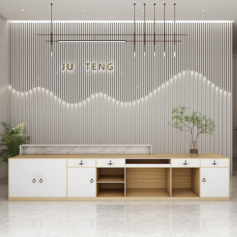 Company Office Hospital Mall Reception Table Desk L Shape Beauty Salon Hotel Reception Table Desks