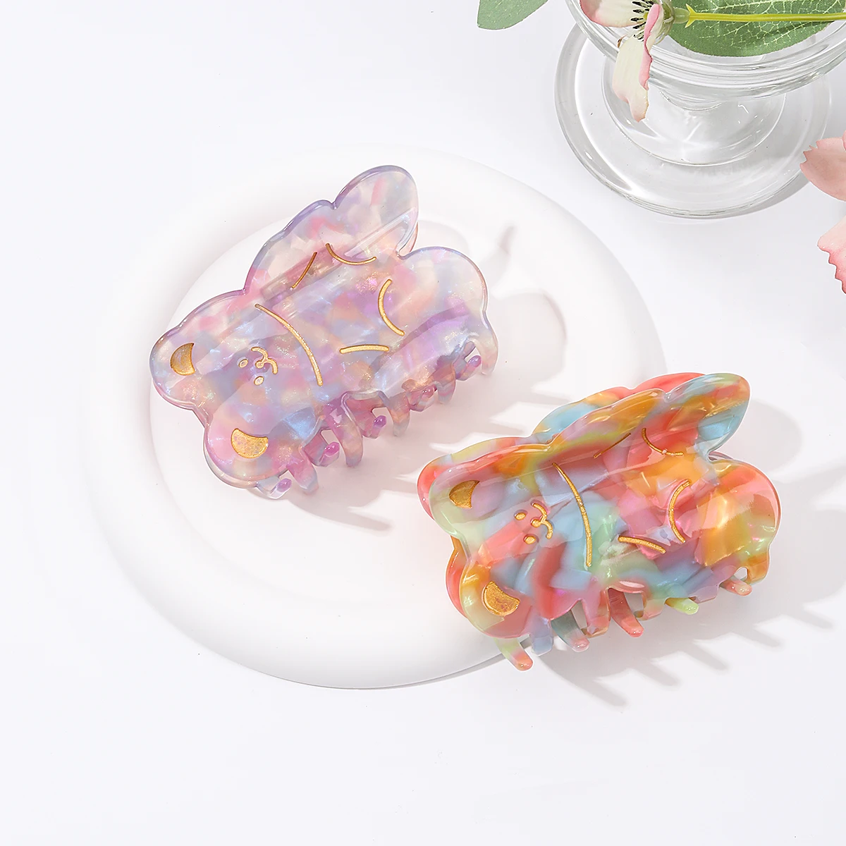 CN Korea Bear Shape Hair Clamp for Women Customized Logo Acetate Hair Claw Clip for Thick Hair