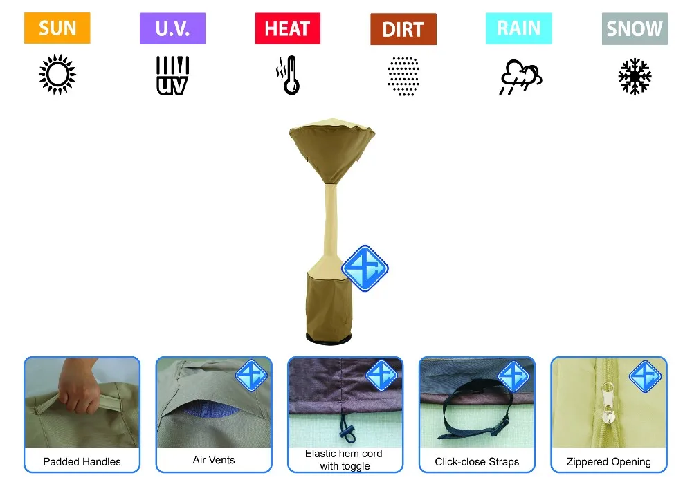 Waterproof Round Stand-Up Patio Heater Cover for outdoor