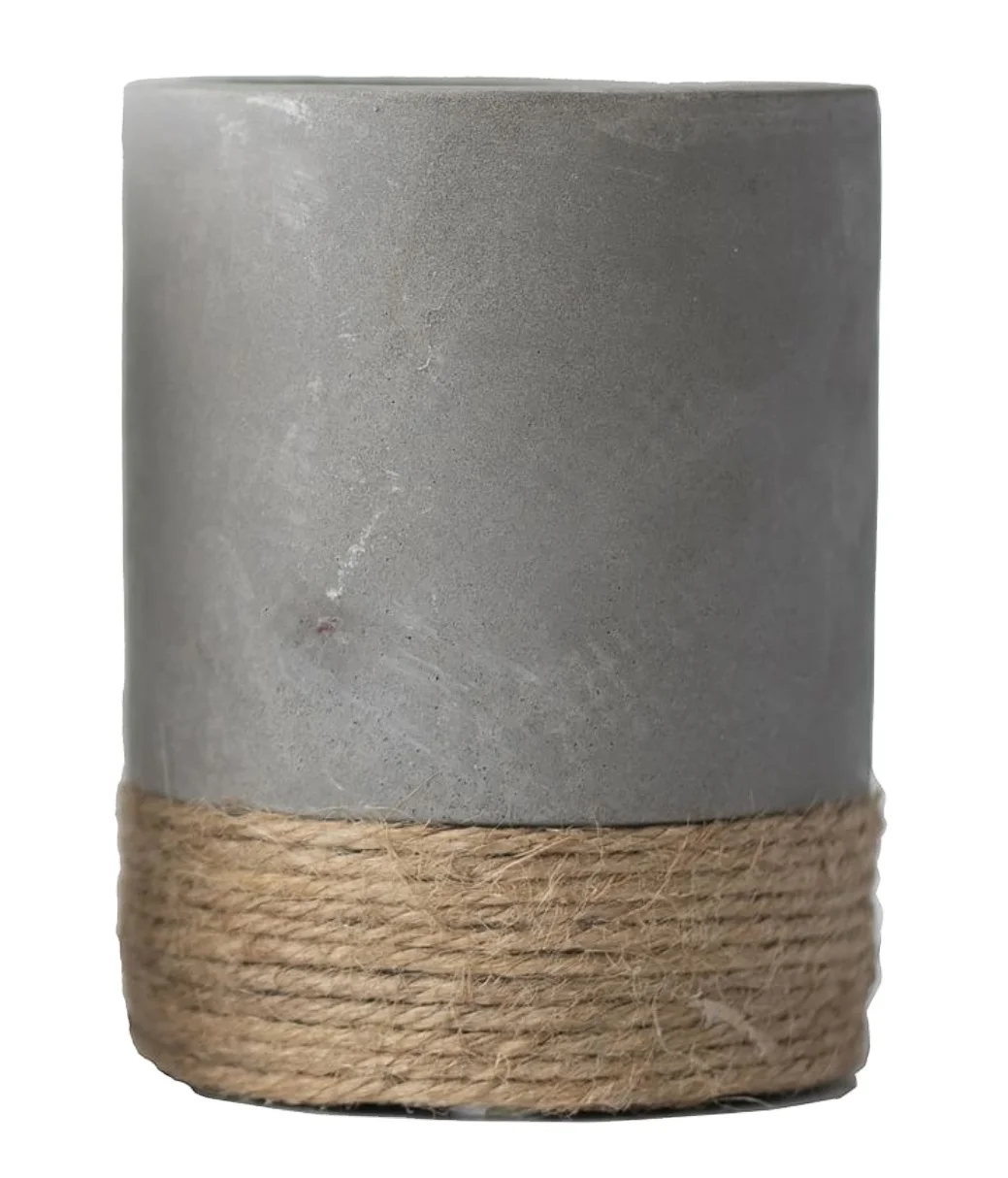 Cement twine wholesale unique custom INS style cement resin ceramic scented candle garden decoration