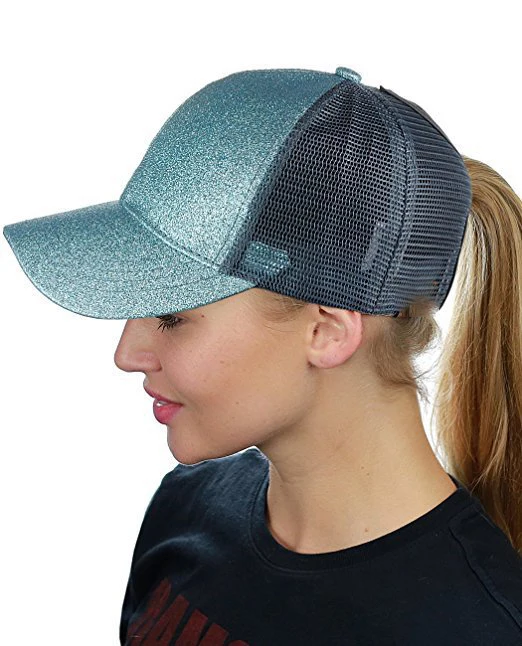 YJL Adjustable Women Solid Shiny Sequined Sunshade Sports Caps High Quality Outdoor Breathable Sunproof Glitter Baseball Caps