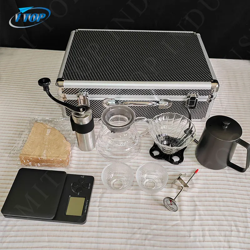 Wholesale  custom hand pour over coffee maker set brewing coffee kit gift set for home and coffee
