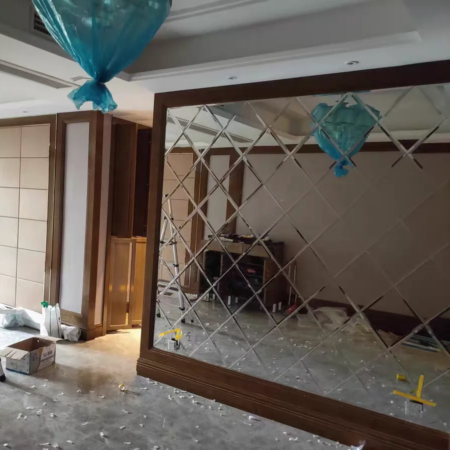 Crystal Glass Mosaic Tile Beveled Adhesive Glass Mirror Mosaic Tile For Decorative Diamond Spell Mirror Wall Mirror