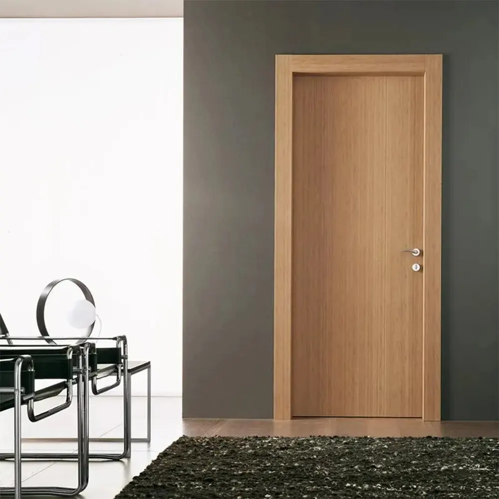Minimalist Design Style Solid Wood Single Interior Door with Smart Lock