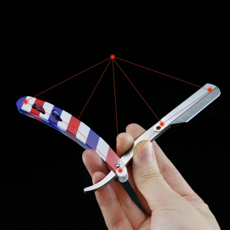 wholesale Supplies Old-Style Beard Cutting Folding Knife Shaving Razor  Holder Straight Stripe Razor Mens Caring Barber Razor