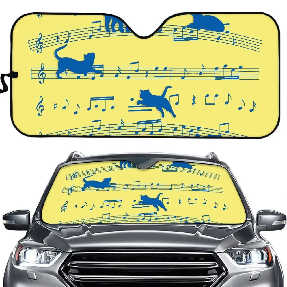 Sun Heat Reflector Fit for Most Auto Cartoon Music Notes And Corgi Patterns OEM Car Sublimation Window Shade Sunshade Removable
