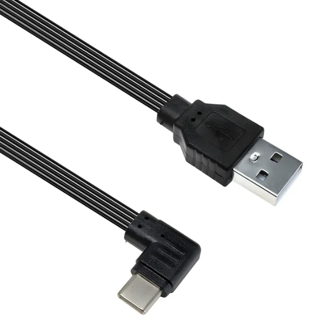 90 Degree USB 2.0 Cable A Male to C Male Flat Short Cable Support to Charging/Transfer soft silicone Right Angle for Laptop,TV