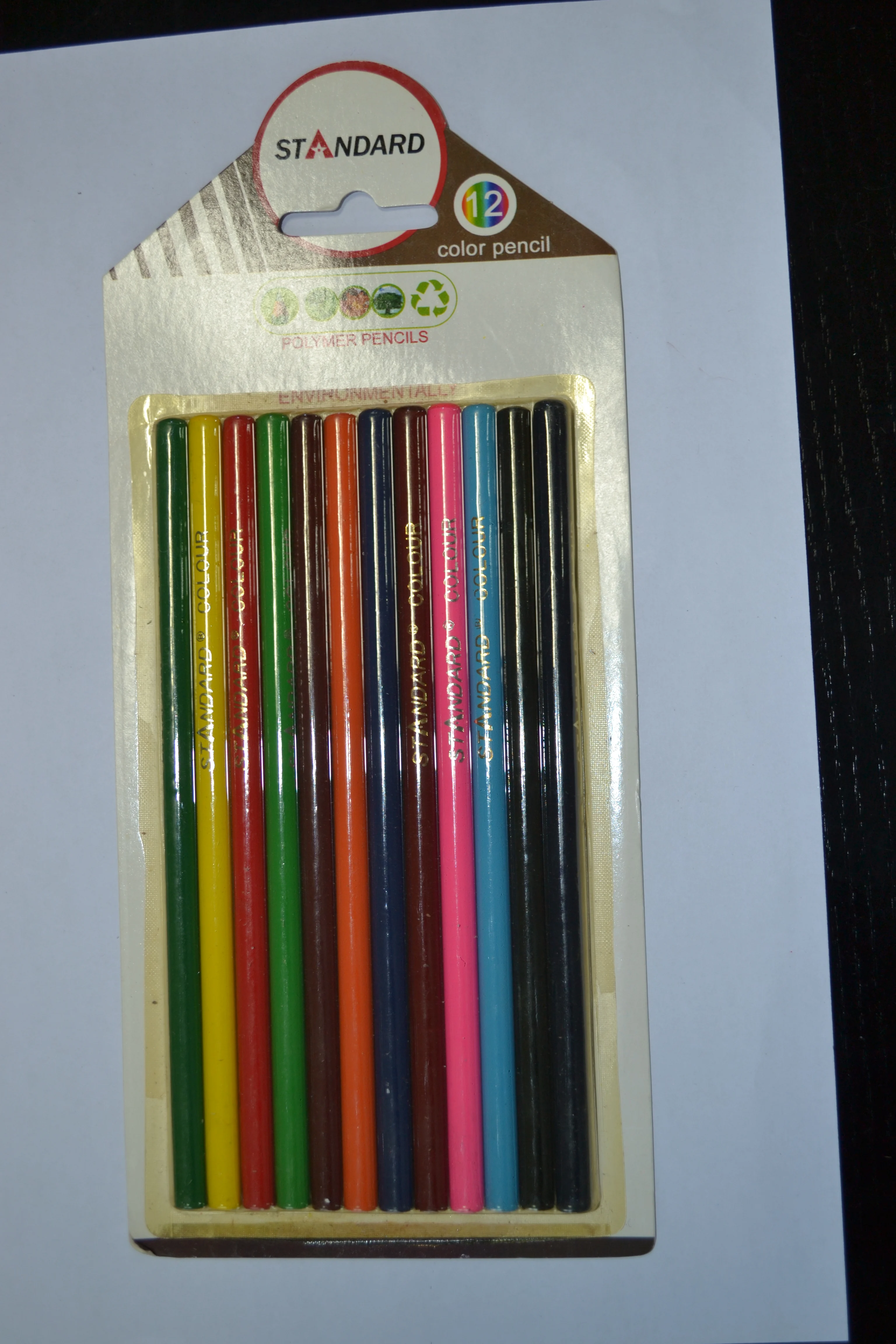 Pomotional customized logo 7 inches 12 colors recycled Chinese Newspaper pencil straight cut end for kids
