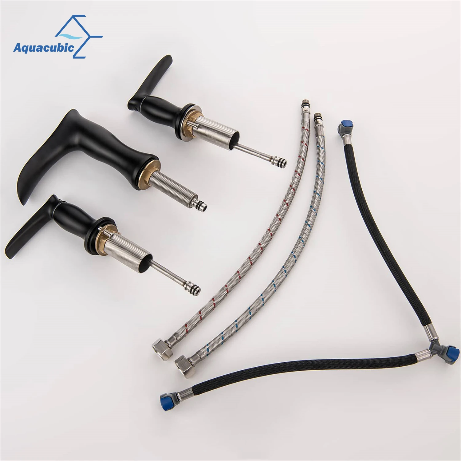 USA Stock 2 Handle 3 Hole Widespread Matte Black Waterfall Bathroom Faucet 8 inch Vanity Sink Faucet