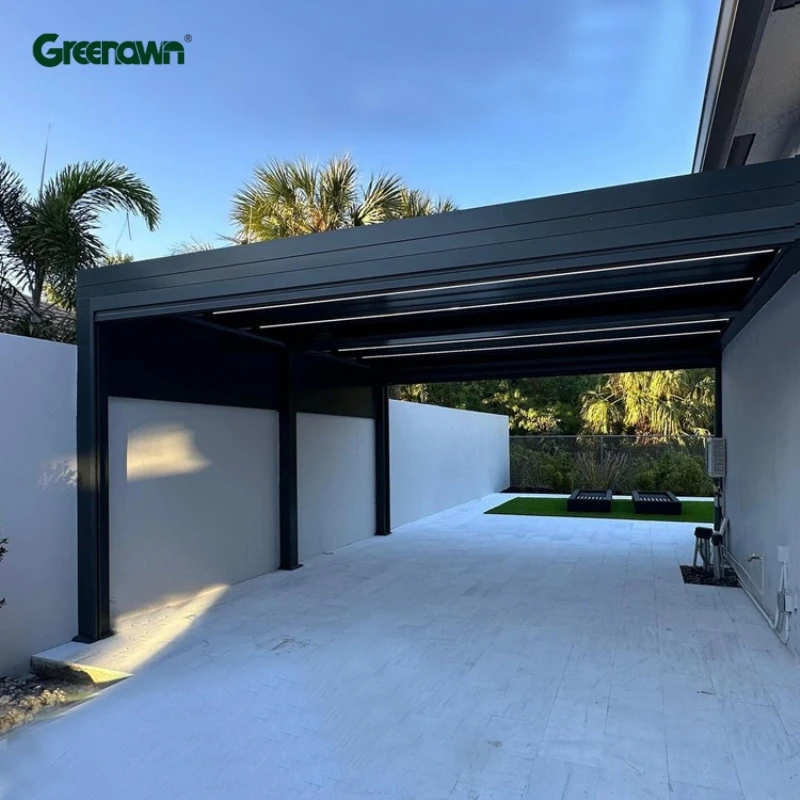 Outdoor Modern Gazebo 3x4 m Adjustable Manual Double-layer Roof Aluminum Starry Pergola Pavillon