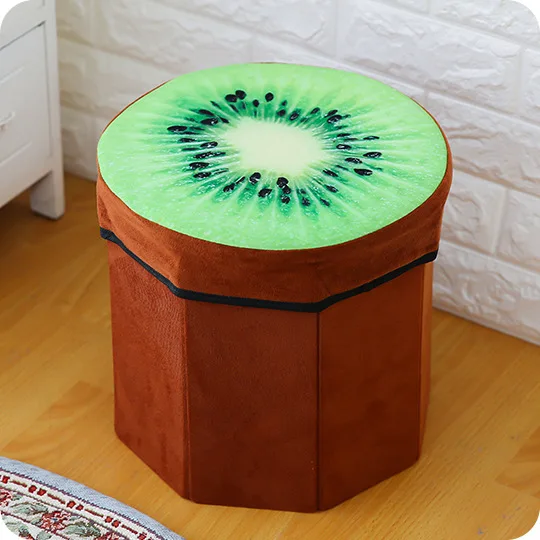 
Fruit Design Round Foldable Storage Box Can Be As Seat Storage Stool Cloth Organizer 