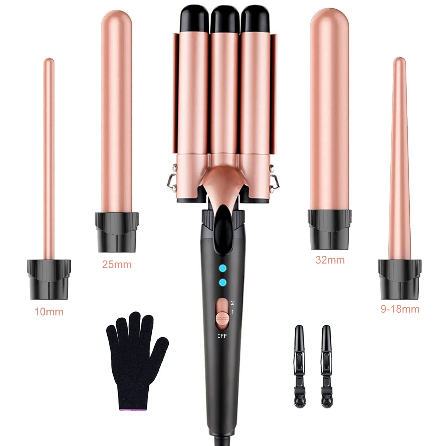 5 in 1 Hair Styling Tools Curling Iron Rotating Professional Hair Curler Waver 3 Barrel Curling Iron Hair Curlers