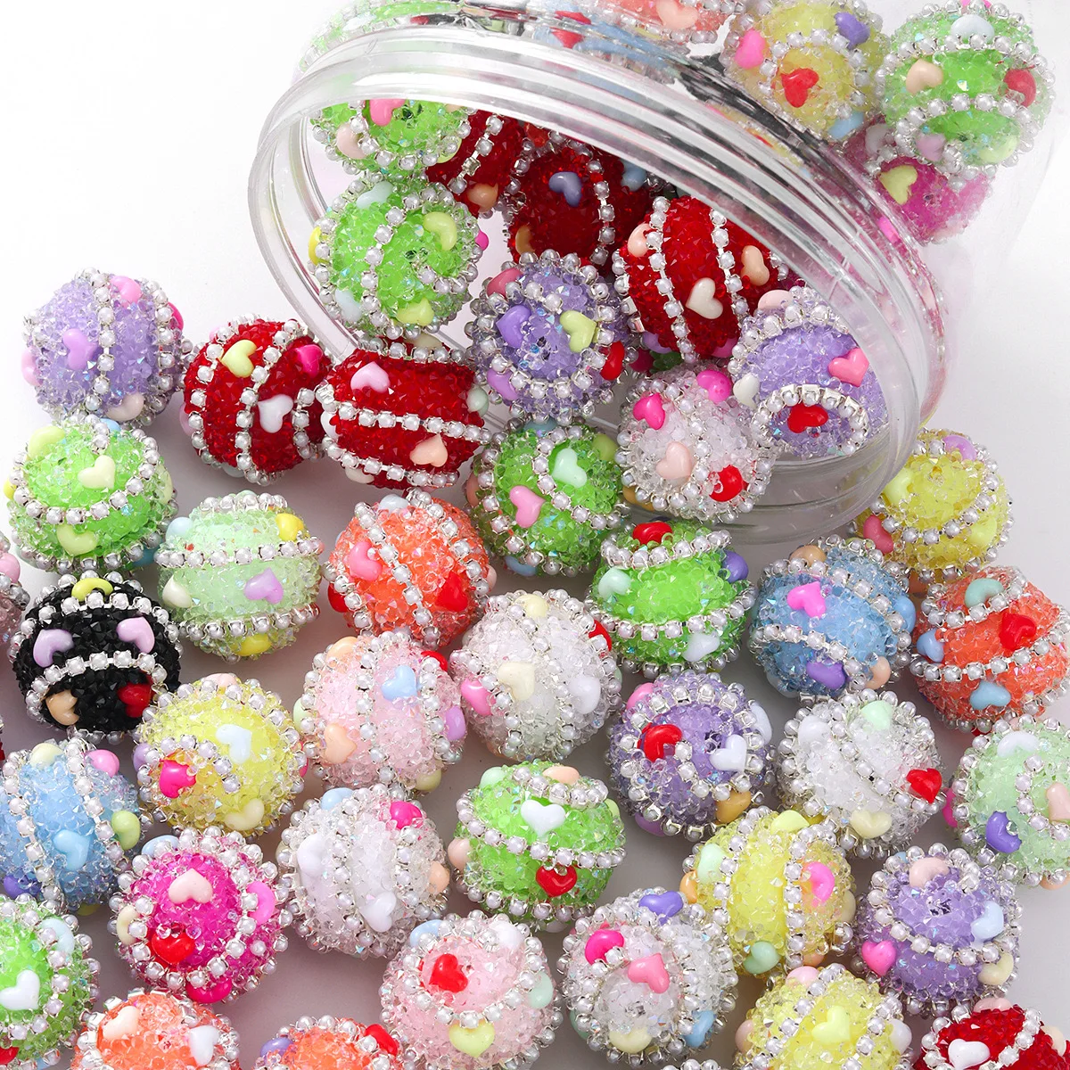 Five-pointed Star Inlaid Acrylic Heavy Industry Diamond Love Pearl Loosely Beaded diy Handmade Beaded Pen Necklace Jewelry 17mm