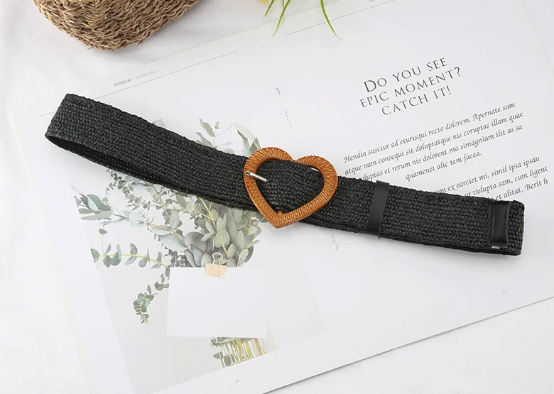 Hot Selling High Quality 4cm Bohemian Belt Heart Smooth Buckle Belt Woman Woven Belt For Dress