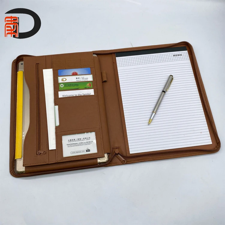 2023 Amazon Hot PU leather a4 File Documant Folder Portfolio Can Be Custom Conference signature folder