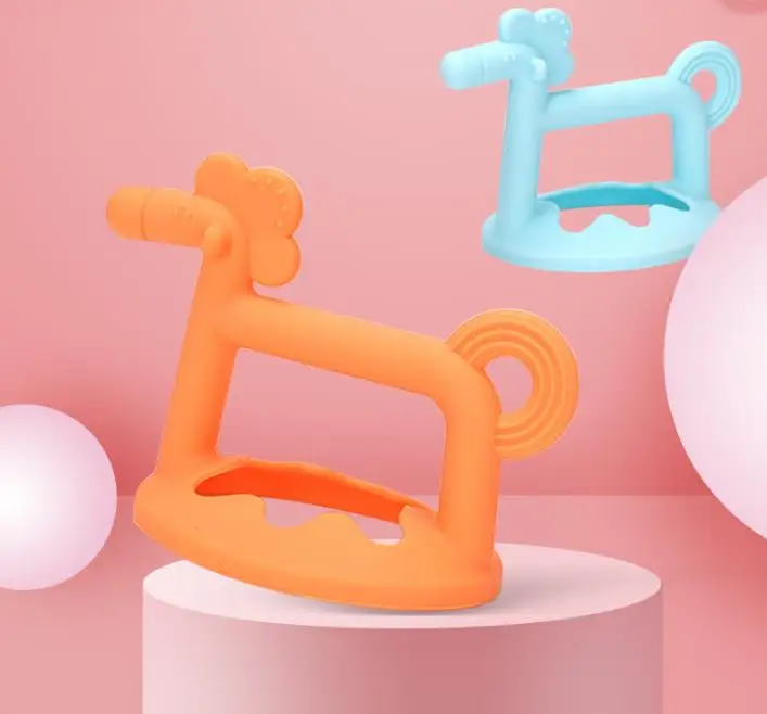 BPA Free Easy Grip Baby Activity Animals hobbyhorse Educational Toys Teeth wristband Silicone Baby Teethers with box