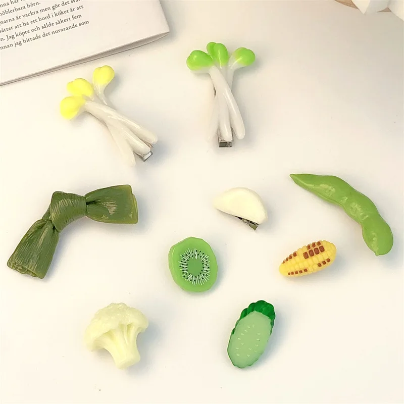 New Arrival Simulated Food Hairpins Vegetable Acrylic Hairpins Kelp Cauliflower Garlic Cucumber Spoof Hair Clips Accessories