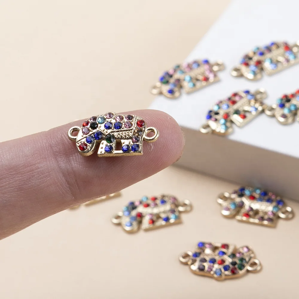 Fashion Colorful Crystal Elephant CZ Micro Pave Connector Charms DIY for jewelry making Pendants Necklaces Jewelry Accessories