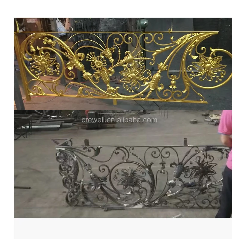 Crewell curved  stair railing  steel fence  railing swivel bracket  custom wrought iron balcony railing designs balcony railings