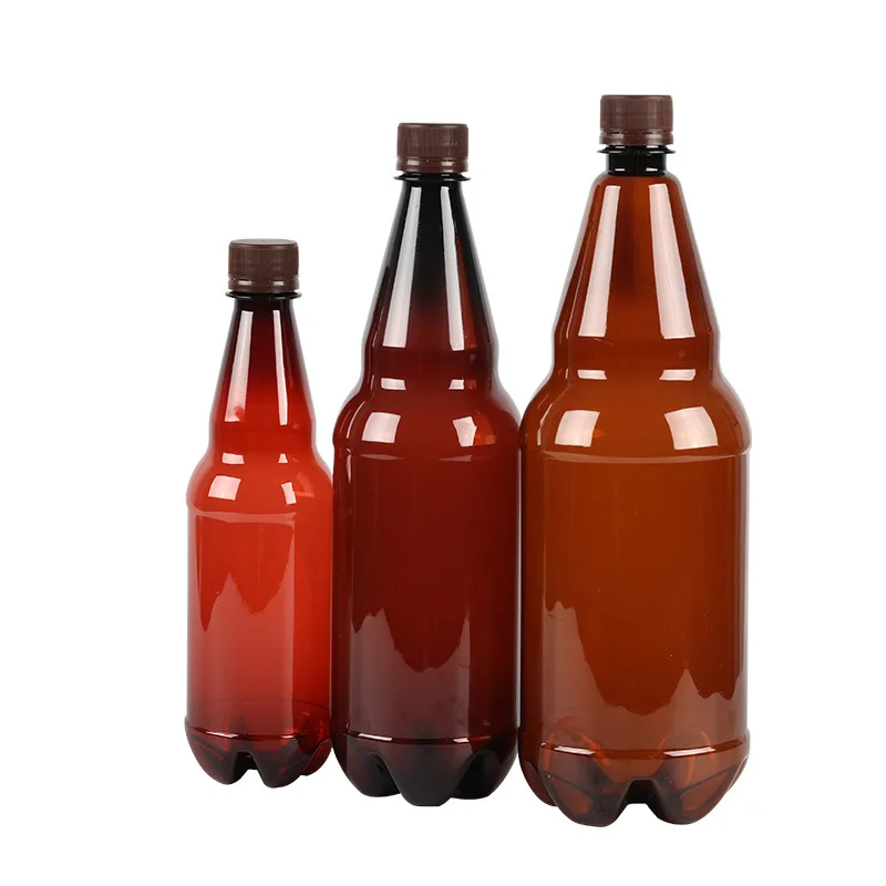 Factory direct sale Custom various capacity PET beer liquor plastic bottle with screw tampproof cap
