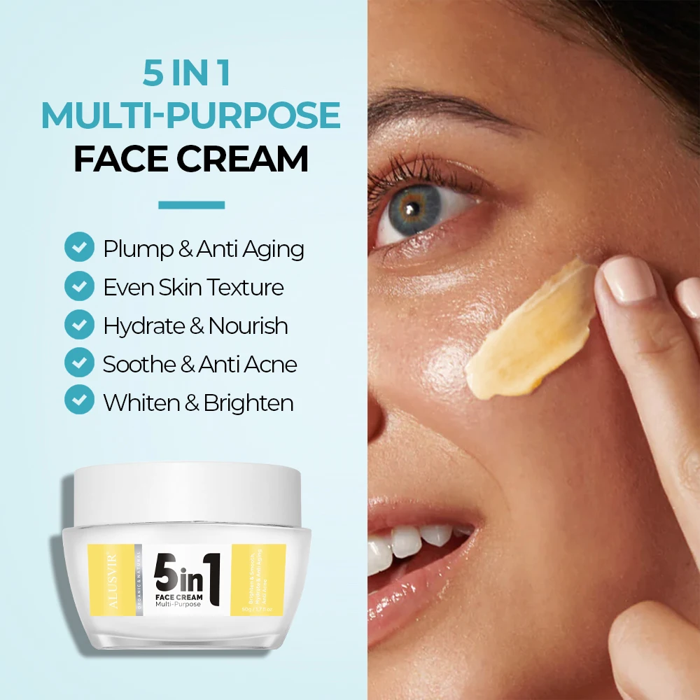 5 in 1 Face Cream Natural Skin Care 10% Hyaluronic Acid 30% Vitamin C 10% Pro Xyline 5% Collagen Whitening Face Cream for Women
