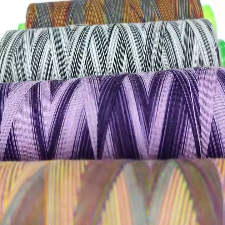 Customizable Nylon/Polyester Filament Multicolored Dyed Section Durable Thread Rainbow Embroidery Thread