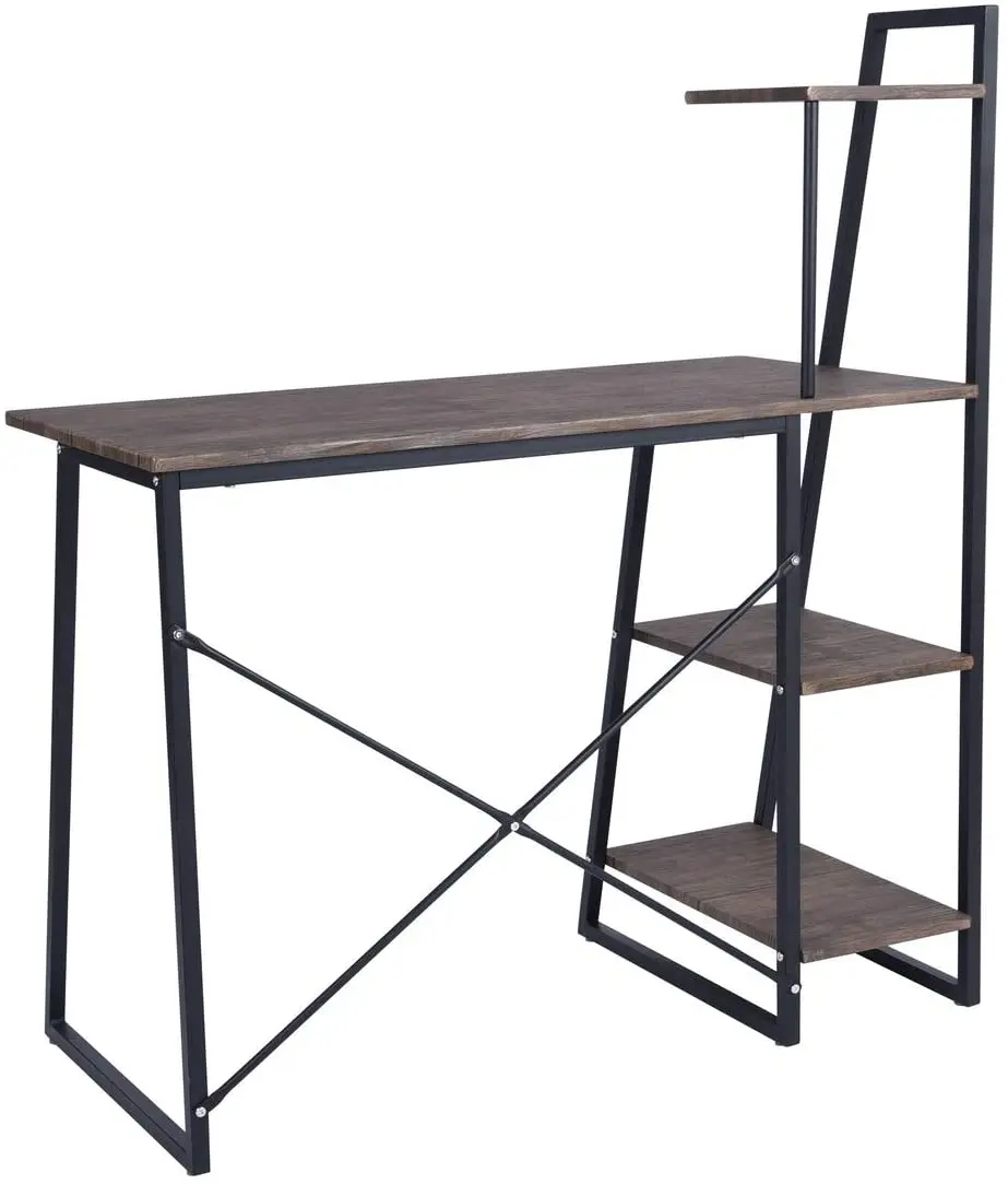 Computer Writing Desk with 3-Tier Shelf Modern Simple Study Desk Small Home Office PC Gaming Desk Laptop Notebook Table