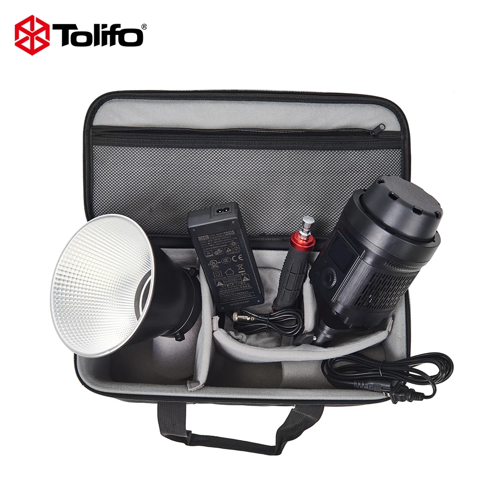 TOLIFO SK-120DB 135W CRI97+ TLCI97+ Bi color Studio Bowens COB 6 Lighting Effects AC Battery Power Supply LED Video Light
