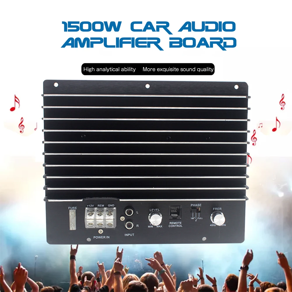 1500W 12V Car Audio Power Amplifier Subwoofer Powerful Bass Car Amplifier Board DIY Amp Board for Auto Car Player