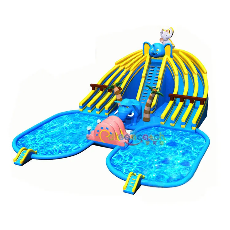 Children Backyard Pvc Inflatable bouncer Air Trampoline Jumping Inflatable Water Slide With Pool