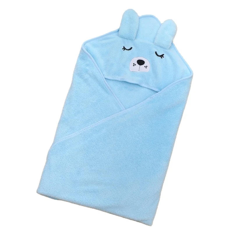 Thickness Baby Hooded Bath Shower Towel Cartoon Coral Fleece Infant Towels Blanket Newborn Baby Bathrobe