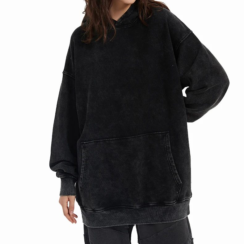 Men Personality Hooded Sweatshirts  Distressed Taded Vintage Streetwear Trendy Big Pocket Pullovers Clothing