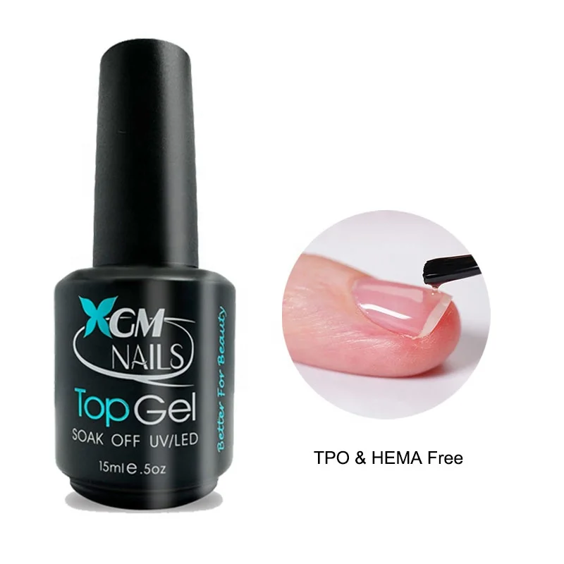 XGM NAILS FT02 HEMA/TPO Free Long-Lasting Sheer Bright 10ml Resin Nail Polish Private Label Top Coat Base Coat