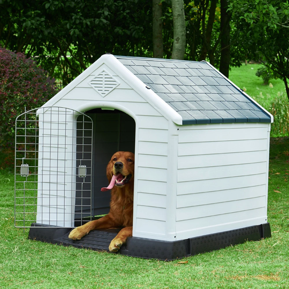 Plastic Dog Kennel Pet Dog House Weatherproof Indoor Outdoor Animal Shelter
