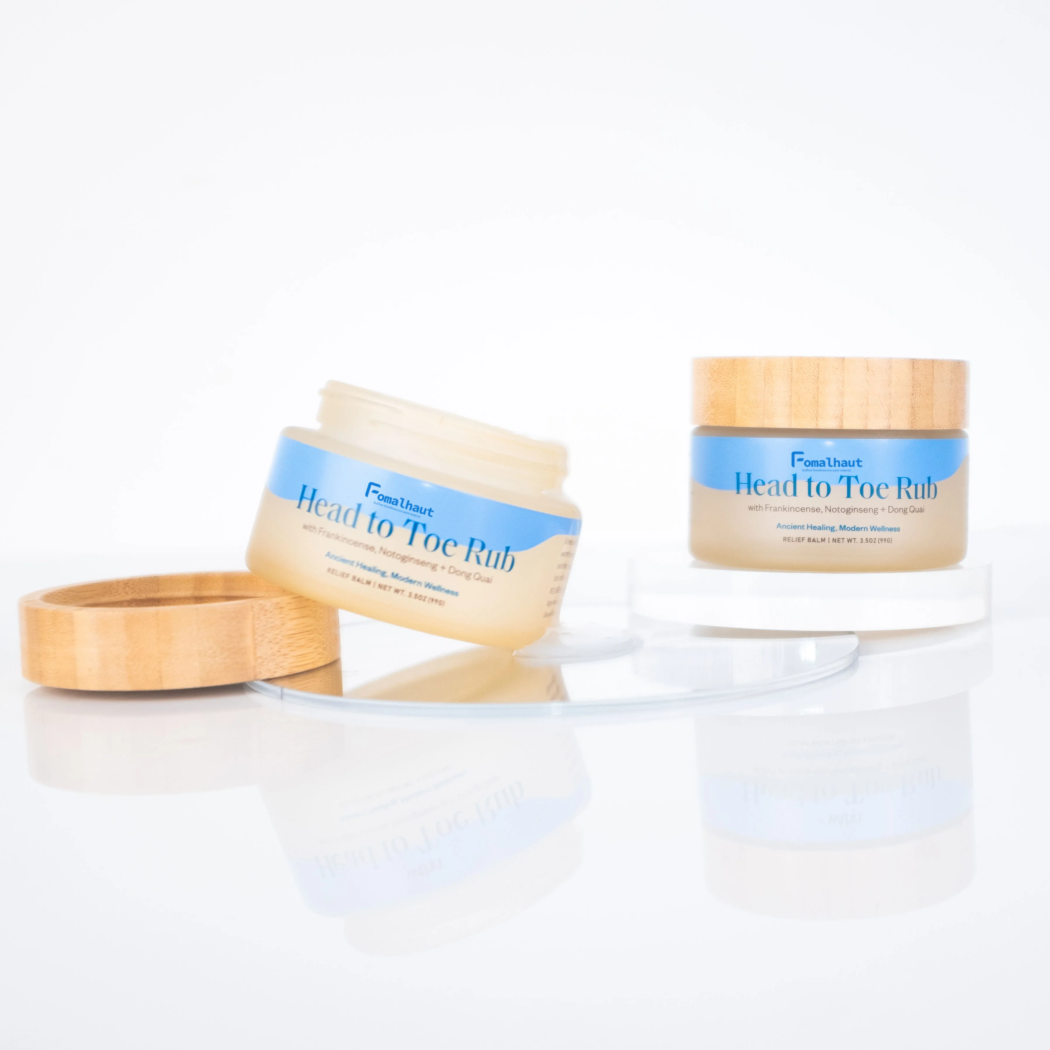 Fomalhaut Eco-Friendly Bamboo Lid Frosted 4oz Glass Jar for Cosmetic Packaging