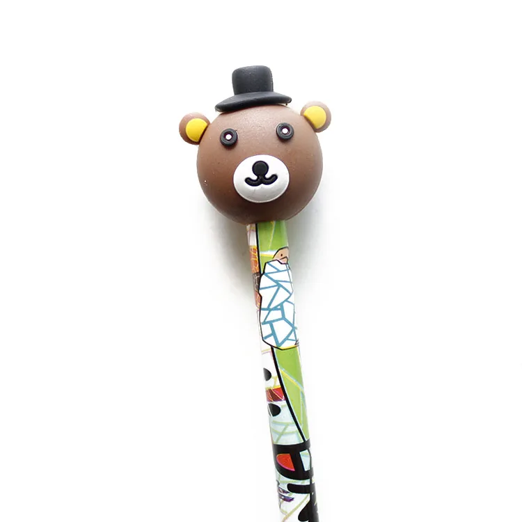 promotion customized personalized  multicolor pencil with cartoon eraser topper custom design