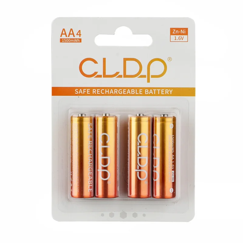 Factory price CLDP 1500mWh 1.6v ni-zn rechargeable aa battery 1.5v double a batteries with charger