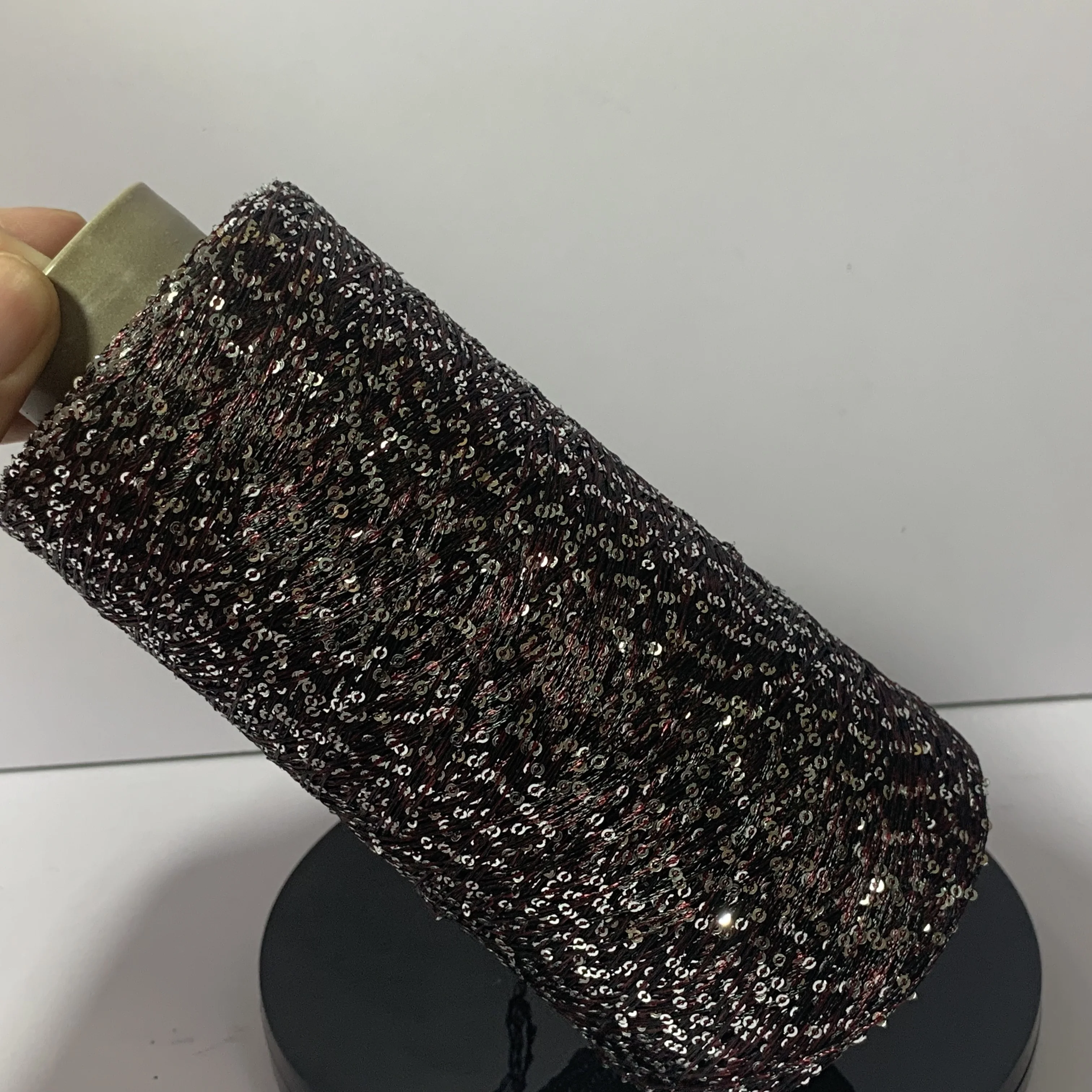 Factory Wholesale Fancy 100% Cotton Thread with Sequin 2mm 3mm Sequins Cotton Yarn for Knitting