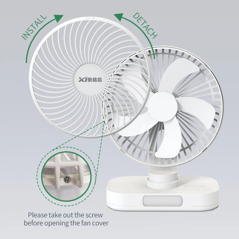 Mini Fan Portable Charger Oscillating Detachable Table Fan 2400mAh Rechargeable Usb With Night Light