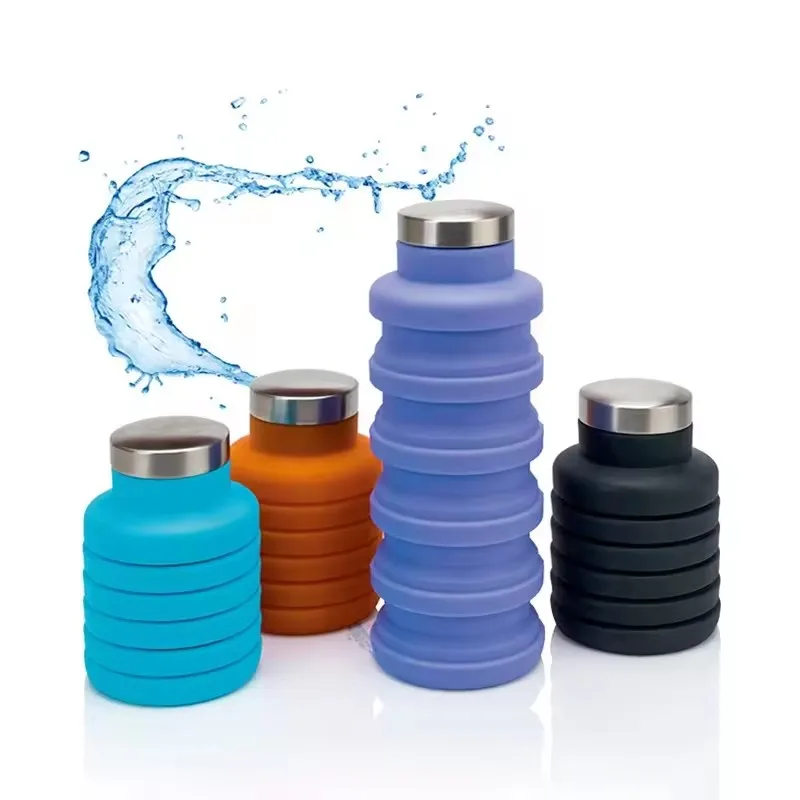 Silicone folding water bottle Creative cycling retractable cup portable outdoor sports water cup