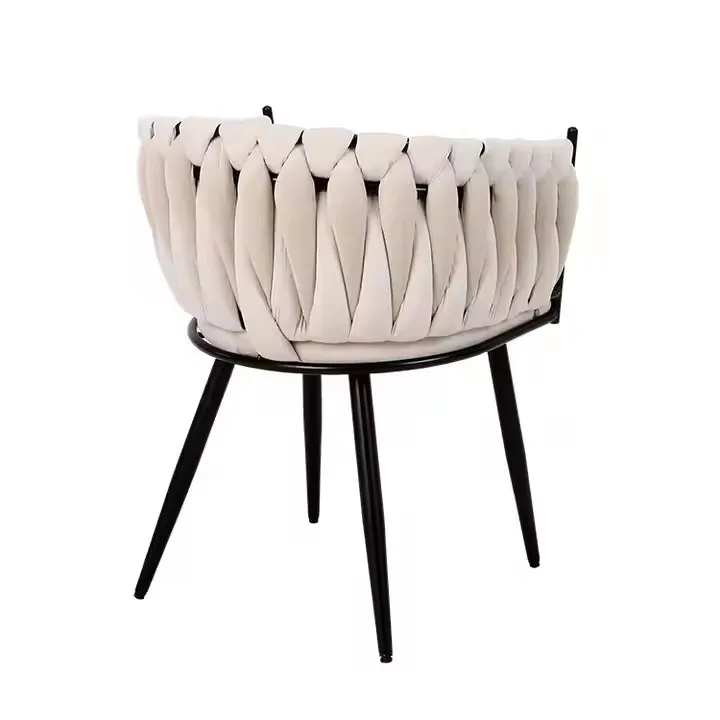 Curved Edges Back Velvet Accent Chairs Restaurant Hall Leisure Comfort Fabric Dining Room Furniture Chair