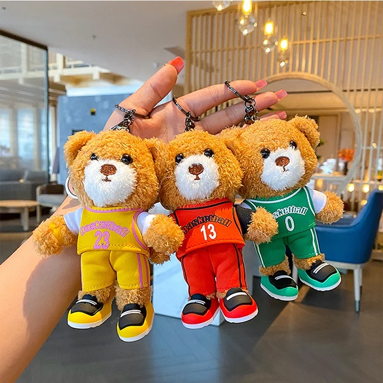 Best quality basketball T-shirt Mini teddy bear keyring plush stuffed toy