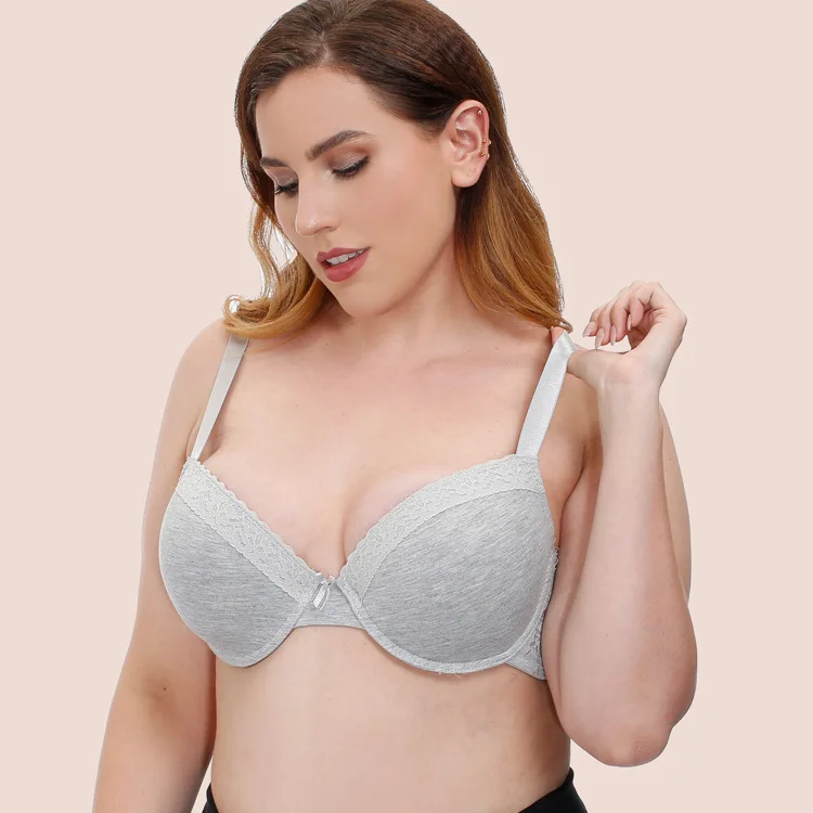 
Wholesale Fashion Comfortable cotton full cup ladies Ultra-thin bra Ladies Embroidery lace trim Brassiere 
