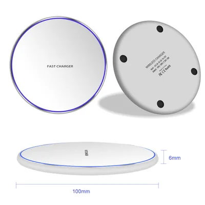 Qi Standard 10W Fast Wireless Phone Charger Metal Charging Pad Mobile Phones Chargers for iPhone XS Max