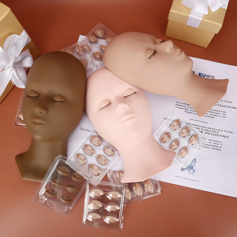 Hollyren Mannequin Head Lashes Extension Head Eyelash Training Head Practice Dummy Training Eyelash Mannequin