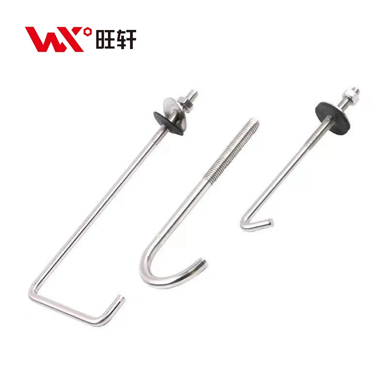 Low price wholesale Building M6 M8 M10 M20 carbon steel J-Shaped Foundation Anchor Bolts
