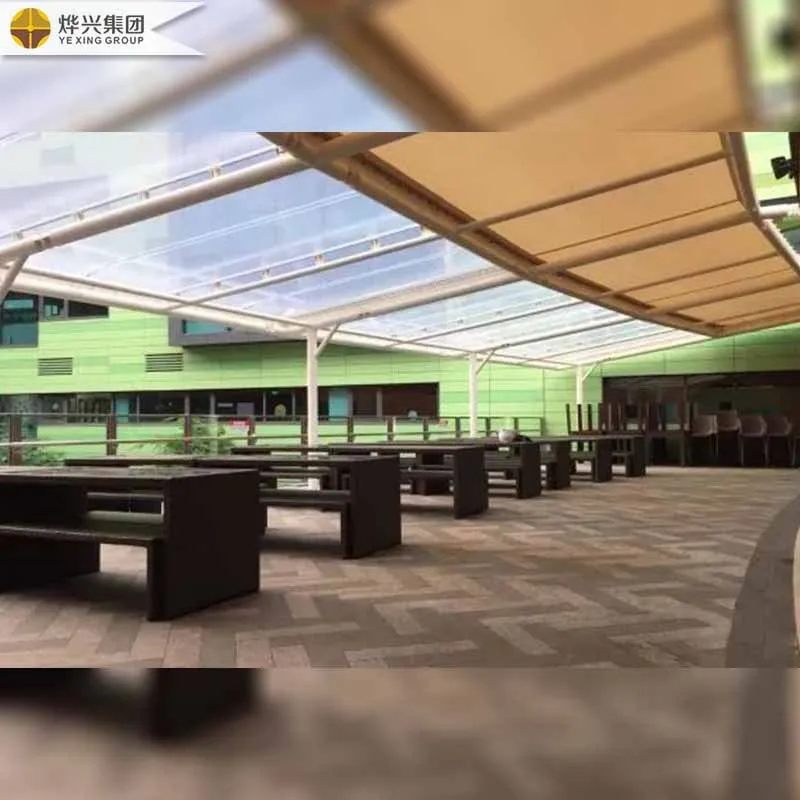 ETFE Membrane Structure Outdoor Restaurant Sunshade Transparent Professional Installation ETFE Tensile Fabric Roof